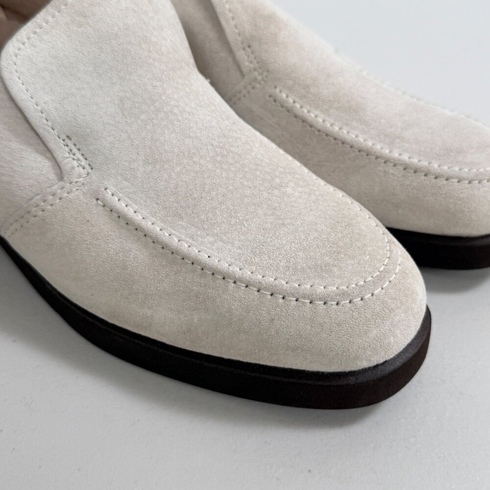 HUSH PUPPIES Suede Loafers Womens Size 9 Cream Beige Slip On Shoes - Picture 4 of 11